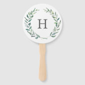 Éventail Couronne de verdure rustique avec monogramme pour  (Devant)