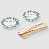 Éventail couronne d'eucalyptus mariage m. noms de coeur (Non-assemblé)