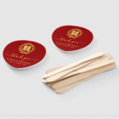 Éventail Couronne florale merci mariage chinois rouge (Non-assemblé)