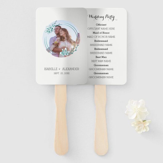 Éventail Couronne Turquoise Photo Personnalisée (Devant et derrière)