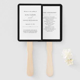 Éventail Couture élégante   Mariage noir et blanc