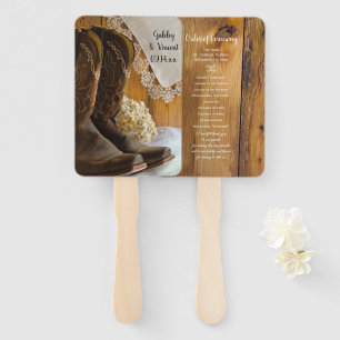 Éventail Cowboy Boots and Lace Western Wedding Program