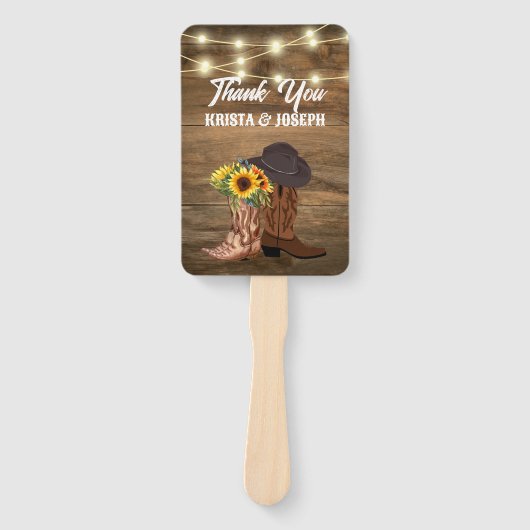 Éventail Cowboy Boots Sunflower Western Wedding Programmes (Devant)