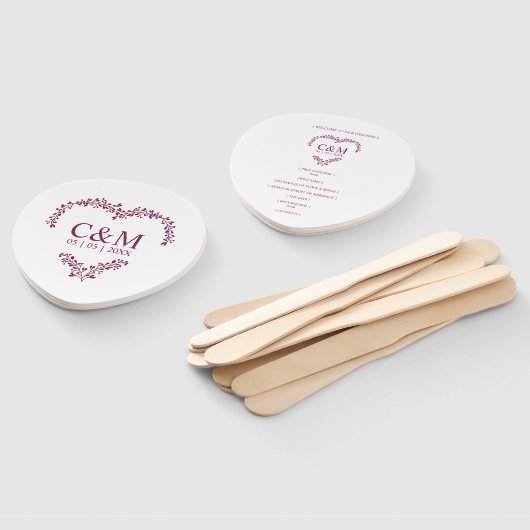 Éventail Cramberry Branches Heart with Initials (Non-assemblé)