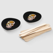 Éventail Crâne à sucre rose jaune sur noir (Non-assemblé)