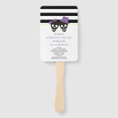 Éventail Crânes et rayures programme de mariage violet (Devant)