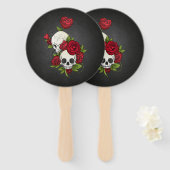 Éventail Crânes florales Dia de los Muertos | Ventilateur à (Devant et derrière)