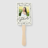 Éventail Cream Black Hand Drawn Doodle Graduation 2 Photo (Dos)