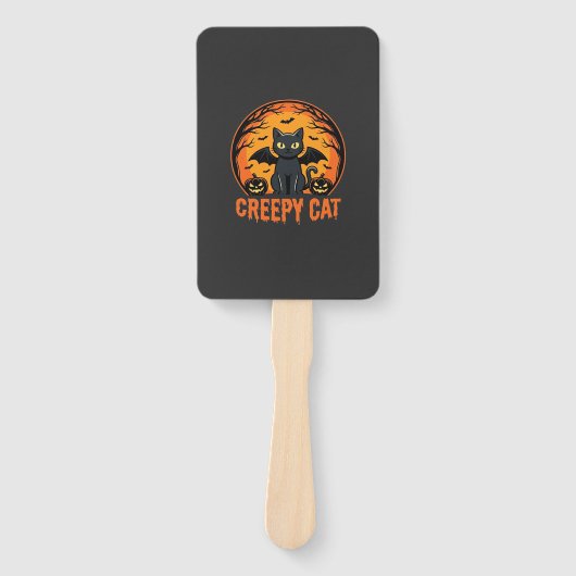 Éventail Création graphique de chat effrayant Halloween cha (Devant)