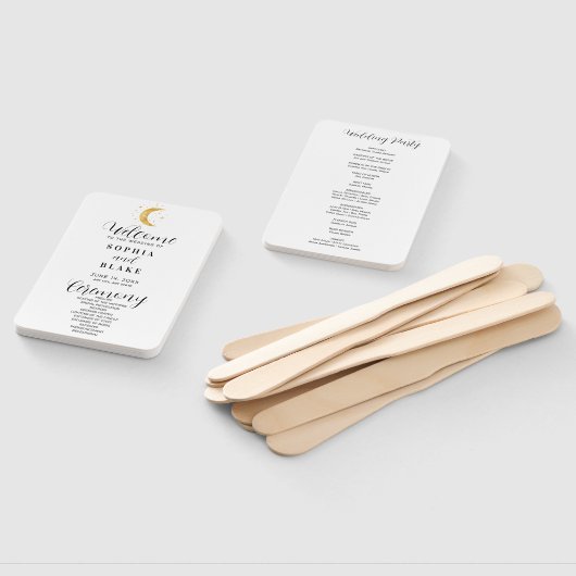 Éventail Crescent Moon Starry Night White Wedding Programme (Non-assemblé)