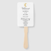 Éventail Crescent Moon Starry Night White Wedding Programme (Devant)