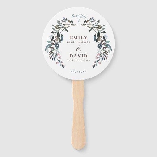 Éventail Crest jardin | White Blue Wedding Party Program (Devant)