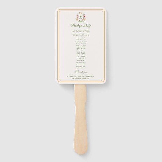 Éventail Crest Palm Tree Monogramme Programme de mariage tr (Dos)
