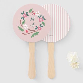 Éventail Crête florale rustique avec Monogramme