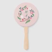 Éventail Crête florale rustique avec Monogramme (Devant)
