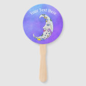 Éventail Croissant de lune abstrait coloré avec visage viol (Dos)