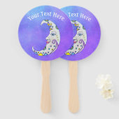 Éventail Croissant de lune abstrait coloré avec visage viol (Devant et derrière)