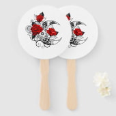 Éventail Croissant mécanique avec roses rouges (Devant et derrière)