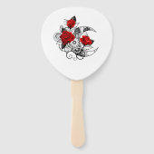 Éventail Croissant mécanique avec roses rouges (Dos)