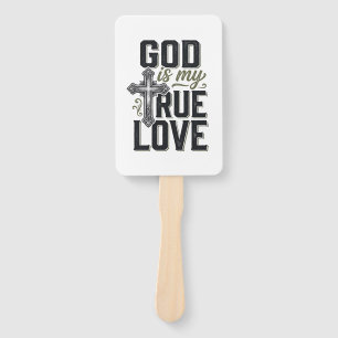 Éventail Croix chrétienne Dieu est mon véritable amour Vect