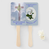 Éventail Croix dans les nuages avec des fleurs blanches, Ch (Devant et derrière)