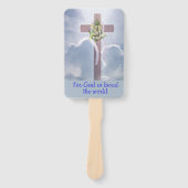 Éventail Croix dans les nuages avec des fleurs blanches, Ch (Devant)