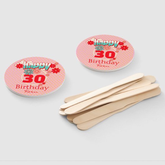 Éventail Custom Name & Age, Happy Birthday (Non-assemblé)