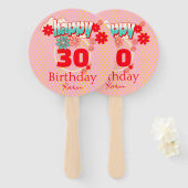 Éventail Custom Name & Age, Happy Birthday (Devant et derrière)