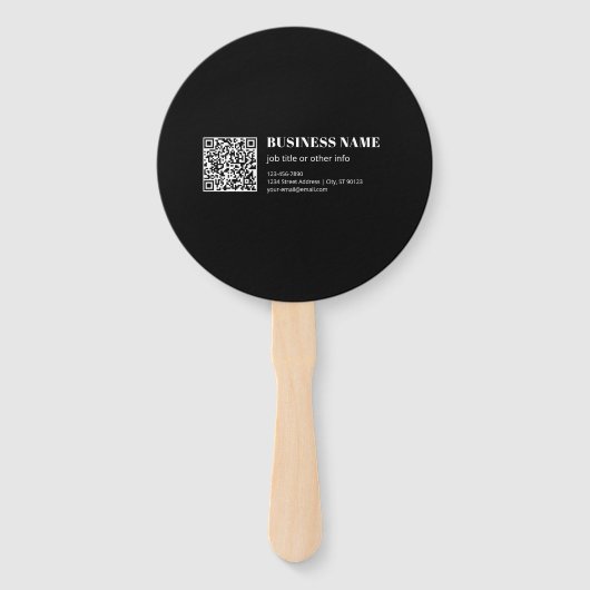 Éventail Custom QR code & Editable Retro-Modern Text (Devant)