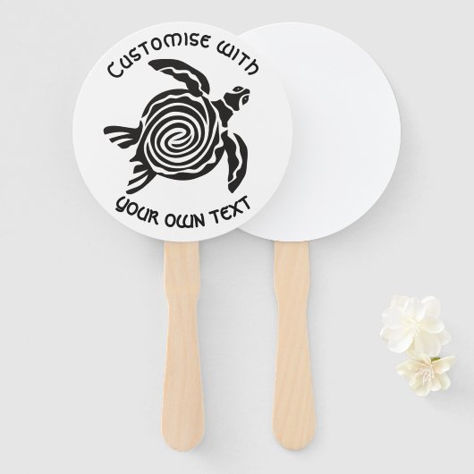 Éventail Custom Text Tribal Turtle Design (Devant et derrière)