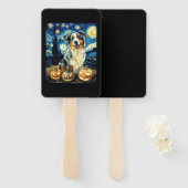 Éventail Cute Australian Shepherd Dog Halloween Jack O Lant (Devant et derrière)