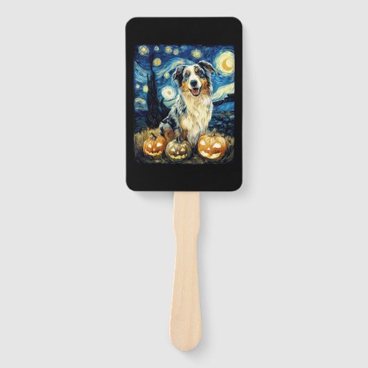 Éventail Cute Australian Shepherd Dog Halloween Jack O Lant (Devant)