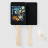 Éventail Cute Basset Hound Dog Halloween Jack O Lantern Pum (Devant et derrière)