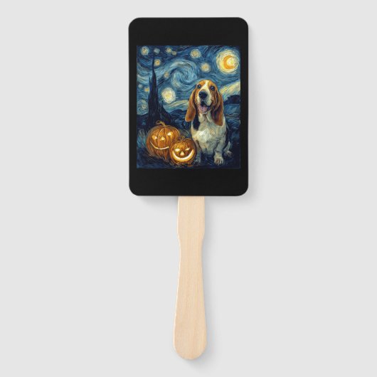 Éventail Cute Basset Hound Dog Halloween Jack O Lantern Pum (Devant)