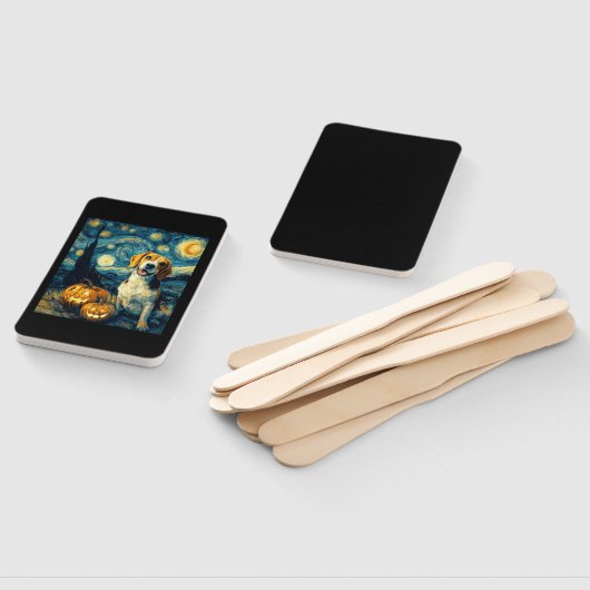 Éventail Cute beagle Dog Halloween Jack O Lantern Pumpkin F (Non-assemblé)