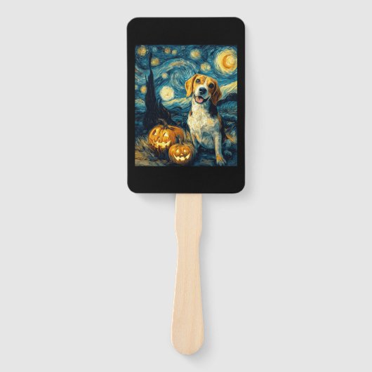 Éventail Cute beagle Dog Halloween Jack O Lantern Pumpkin F (Devant)