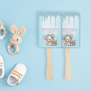 Éventail Cute Blue Popsicle Parties scintillant Baby shower