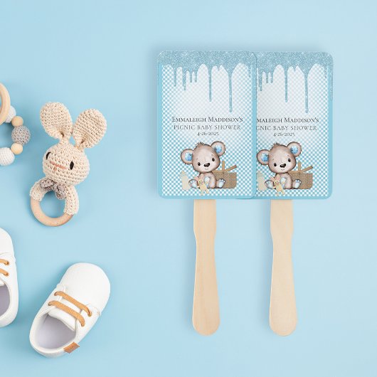 Éventail Cute Blue Popsicle Parties scintillant Baby shower
