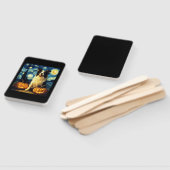 Éventail Cute Border Collie Dog Halloween Jack O Lantern Pu (Non-assemblé)