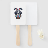 Éventail Cute Bunny Ear Saint Bernard Dog Easter Egg Owner (Devant et derrière)