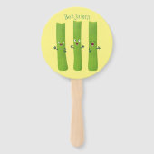 Éventail Cute céleri bâtons trio caricature légumes (Dos)
