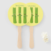 Éventail Cute céleri bâtons trio caricature légumes (Devant et derrière)