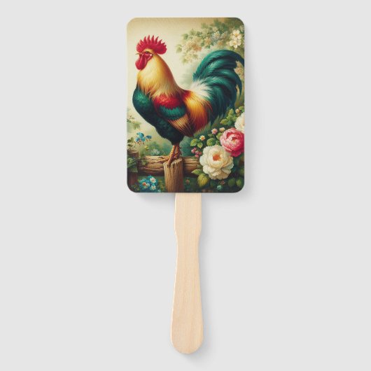 Éventail Cute coq rustique/vintage (Devant)