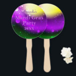 Éventail Cute Custom Mardi Gras Party Faveurs<br><div class="desc">Un cadeau unique pour elle - Mardi Gras thème et couleurs Personnaliser : Toutes les 4 lignes de texte</div>