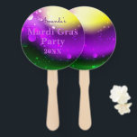 Éventail Cute Custom Mardi Gras Party Faveurs<br><div class="desc">Un cadeau unique pour elle - Mardi Gras thème et couleurs Personnaliser : Toutes les 4 lignes de texte</div>