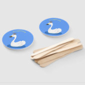 Éventail Cute cygne blanc avec dessin de la couronne (Non-assemblé)