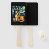 Éventail Cute German Shepherd Dog Halloween Jack O Lantern (Devant et derrière)