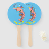 Éventail Cute happy shrimp, dessin animé de crevettes (Devant et derrière)