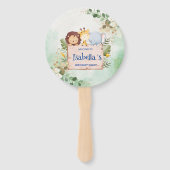 Éventail Cute Lion Giraffe Fleur tropicale Fête d'anniversa (Devant)