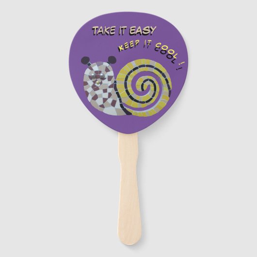 Éventail Cute Snail Mosaic Prenez-le Easy Paddle Fan main (Devant)